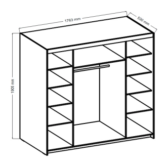 Skříň TEKEN 4D 6S se zrcadlem, bílá