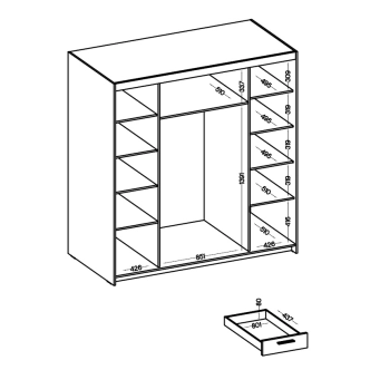 Skříň TEKEN 4D 6S se zrcadlem, dub sonoma
