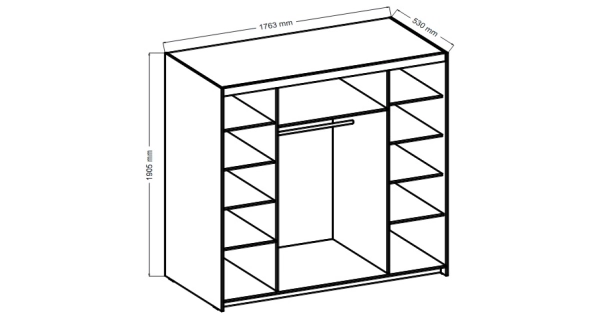 Skříň TEKEN 4D 6S se zrcadlem, dub sonoma