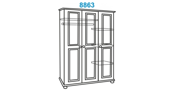 Skříň třídvéřová CULLEN, masiv borovice