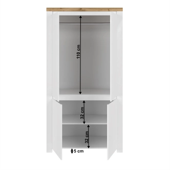 Skříň VENUSTA 4D, bílý lesk/dub wotan