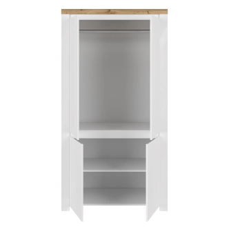 Skříň VENUSTA 4D, bílý lesk/dub wotan