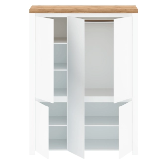 Skříň VENUSTA 5D se zrcadlem, bílý lesk/dub wotan