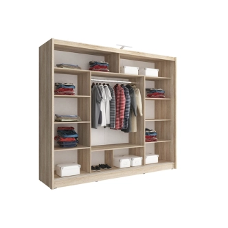 Skříň WILLIE se zrcadlem 250 cm, dub sonoma