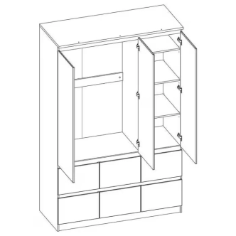 Skříň ZAIRE 3D6S, alpská bílá/dub vincenzo