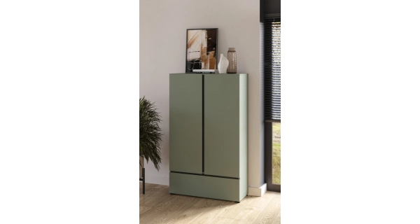 Skříňka BONIFACIO 2D1S, zelená/černá