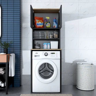 Skříňka na pračku NALGAR, antracit/vlašský ořech