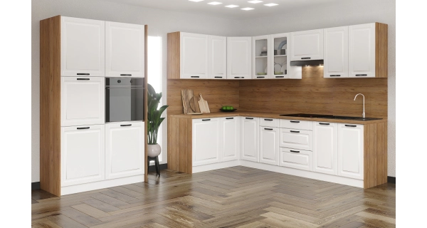 SNOW, dolní skříňka 40H, korpus bílý, dvířka bílé MDF