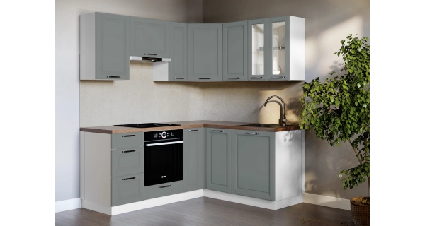 SNOW, dolní skříňka 80H, korpus bílý, dvířka šedé MDF