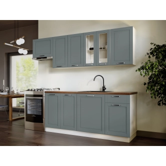 SNOW, horní skříňka 60B/2D, korpus bílý, dvířka šedé MDF