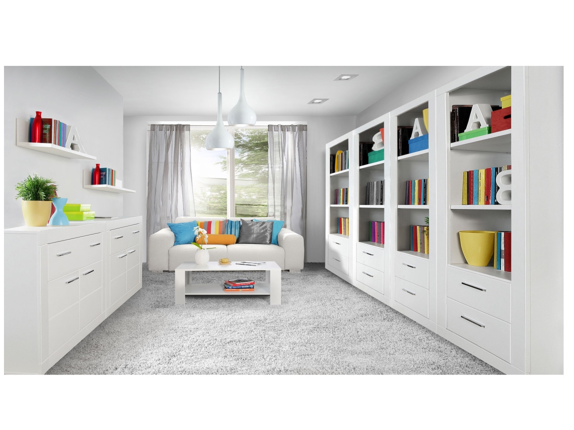 REMPART obývací pokoj, bílá - vzorová sestava, 5 let záruka