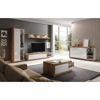 SPIRALIS výsuvný konferenční stolek, dub samdal/bílý lesk