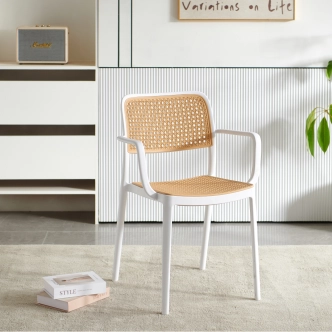 Stohovatelná židle LENOMA TYP 2, bílá/béžová