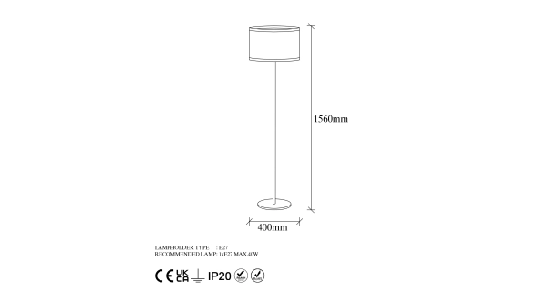 Stojací lampa CENTRE 1xE27 40x156 cm, vintage