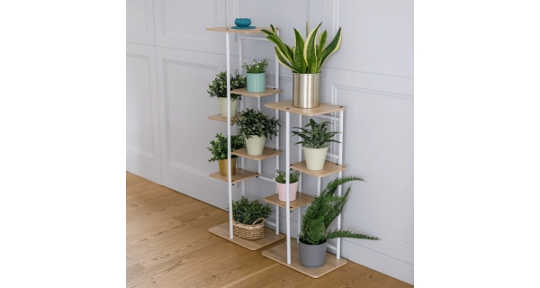 Stojan na květiny PEPEROMIA 1, bílá/dub sonoma