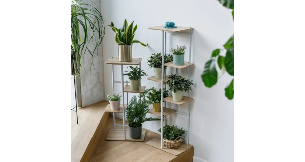 Stojan na květiny PEPEROMIA 1, bílá/dub sonoma