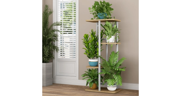 Stojan na květiny PEPEROMIA 1, bílá/dub sonoma