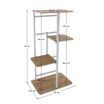 Stojan na květiny PEPEROMIA 1, bílá/dub sonoma