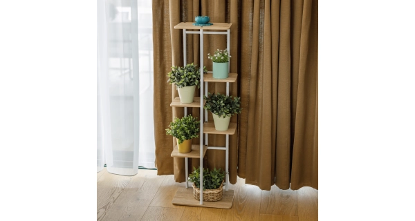 Stojan na květiny PEPEROMIA 2, bílá/dub sonoma