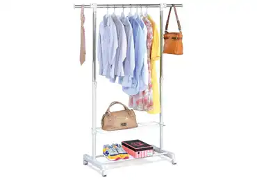 Stojan na šaty MEDFORD, chrom/bílá 