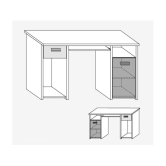 Studentský PC stůl NELLORE 1, craft zlatý/craft bílý, 5 let záruka