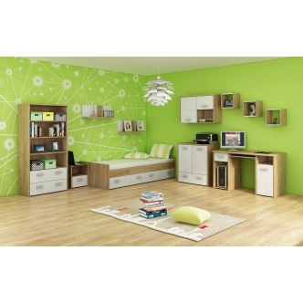 Studentský PC stůl NELLORE 1, craft zlatý/craft bílý, 5 let záruka