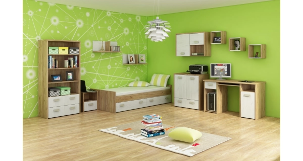 Studentský PC stůl NELLORE 1, craft zlatý/craft bílý, 5 let záruka