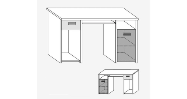 Studentský PC stůl NELLORE 1, dub sonoma/světle modrá/modrá, 5 let záruka