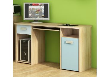 Studentský PC stůl NELLORE 1, dub sonoma/světle modrá/modrá