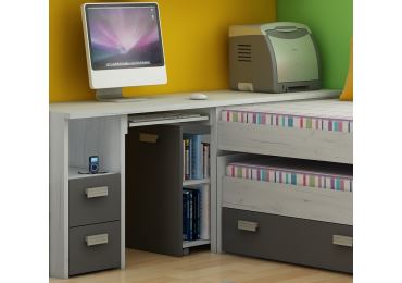 Studentský PC stůl NELLORE 2, univerzální, craft bílý/grafit