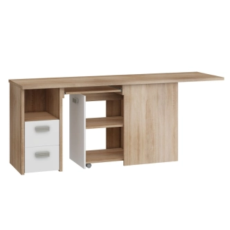 Studentský PC stůl NELLORE 2, univerzální, dub sonoma/levandulová/fialová, 5 let záruka