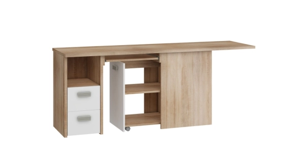 Studentský PC stůl NELLORE 2, univerzální, dub sonoma/levandulová/fialová, 5 let záruka