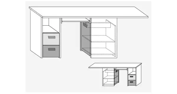 Studentský PC stůl NELLORE 2, univerzální, dub sonoma/světle modrá/modrá, 5 let záruka