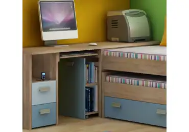 Studentský PC stůl NELLORE 2, univerzální, dub sonoma/světle modrá/modrá