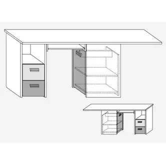 Studentský PC stůl NELLORE 2, univerzální, dub sonoma/světle modrá/modrá