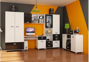 Studentský pokoj KEATING, bílá/černý lesk 