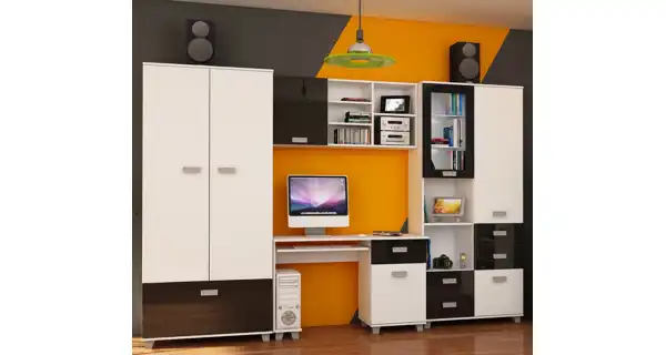 Studentský pokoj KEATING, bílá/černý lesk 