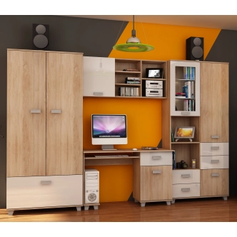 Studentský pokoj KEATING, dub sonoma/bílý lesk , 5 let záruka