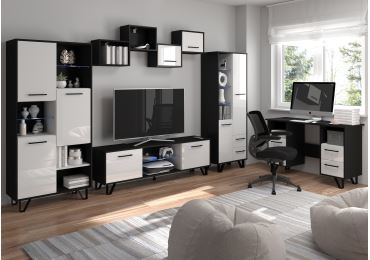 Studentský pokoj PRUDHOE 2, černá/bílý lesk