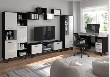 Studentský pokoj PRUDHOE 2, černá/bílý lesk