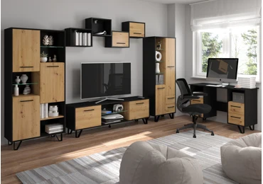 Studentský pokoj PRUDHOE 2, černá/dub artisan