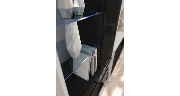 Studentský pokoj PRUDHOE 5, bílá/černý lesk, 5 let záruka