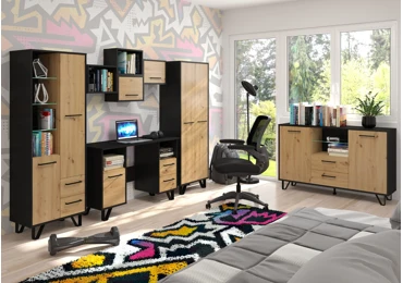 Studentský pokoj PRUDHOE 5, černá/dub artisan