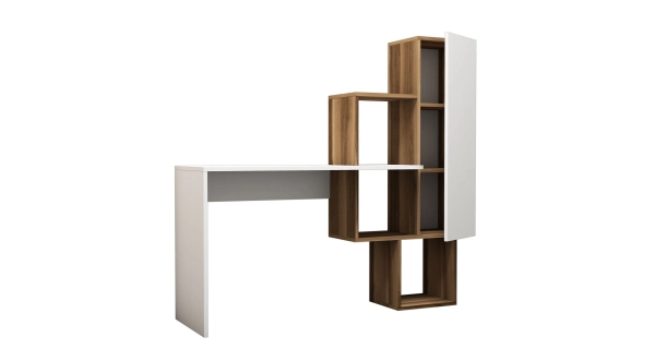 Studijní stůl ABELLA, vlašský ořech/bílá