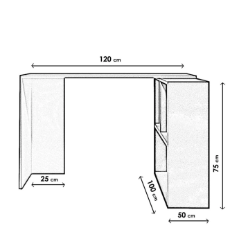 Studijní stůl ANDOR, pravý, dub/bílá