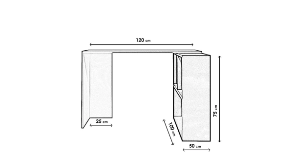 Studijní stůl ANDOR, pravý, dub/bílá