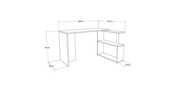 Studijní stůl ANETTE, pravý, bílá