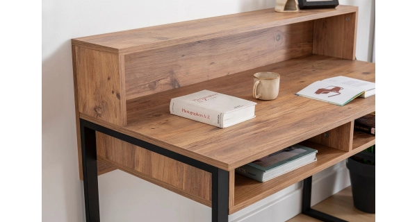 Studijní stůl BARLEY, vlašský ořech/černá