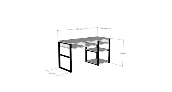 Studijní stůl CONRAD, bílá/černá