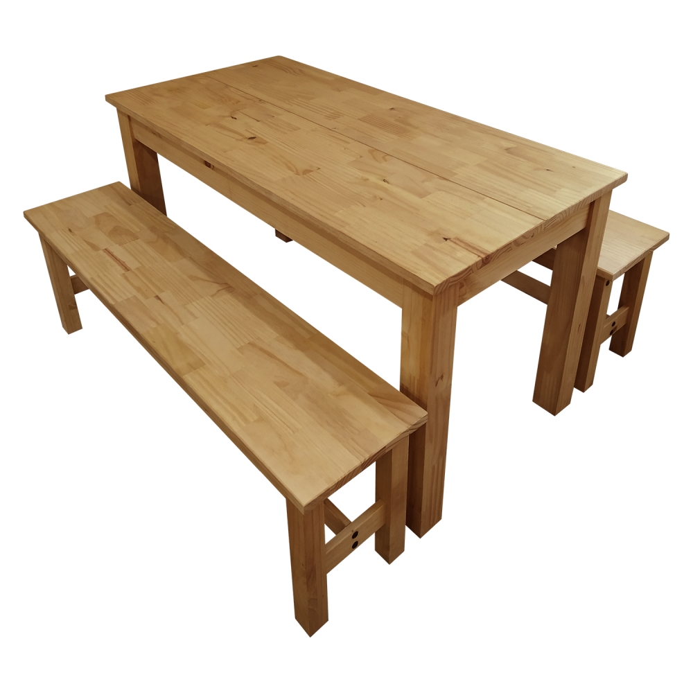 Jídelní set PIMBOW stůl 140x70 cm + 2 lavice, masiv borovice